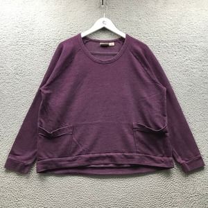 Field & Stream Sweatshirt Women's XL Crew Neck Raglan Knitted Pocket Purple